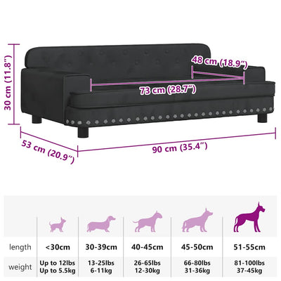 Dog Bed Black 90x53x30 cm Velvet