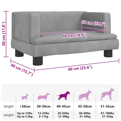 Dog Bed Light Grey 60x40x30 cm Velvet