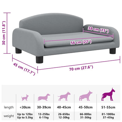 Dog Bed Light Grey 70x45x30 cm Fabric