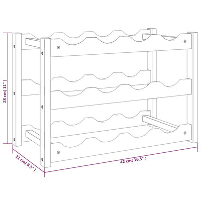 Wine Rack for 12 Bottles Solid Wood Walnut