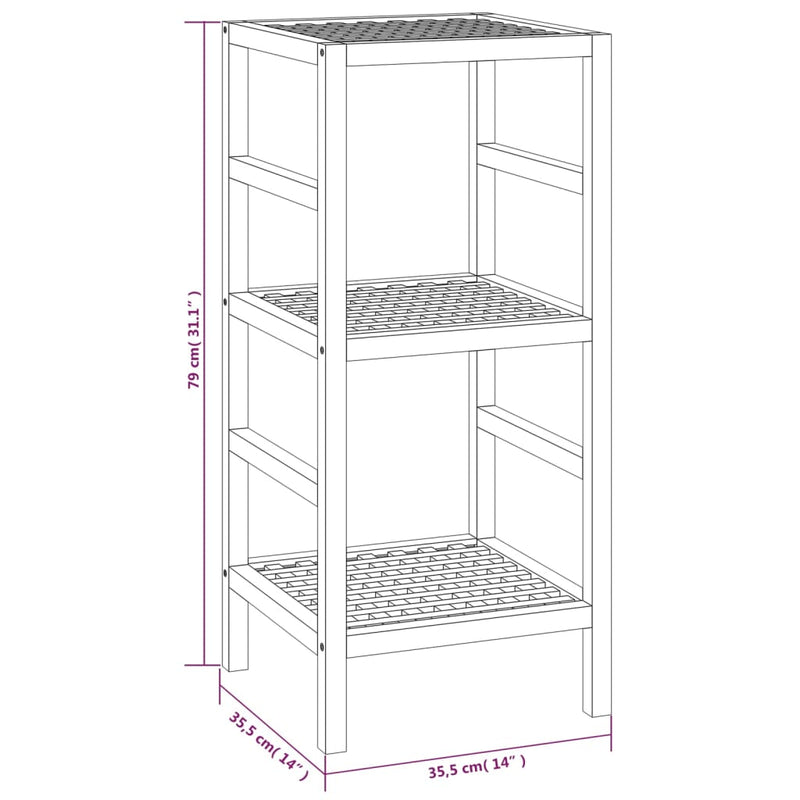 Bathroom Shelf 35.5x35.5x79 cm Solid Wood Walnut