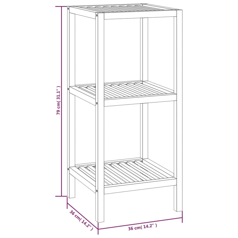 Bathroom Shelf 36x36x79 cm Solid Wood Walnut