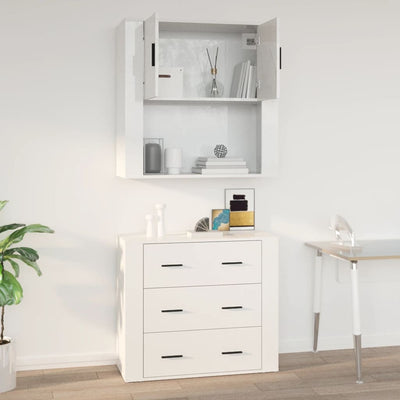 Wall Cabinet High Gloss White 80x33x80 cm Engineered Wood