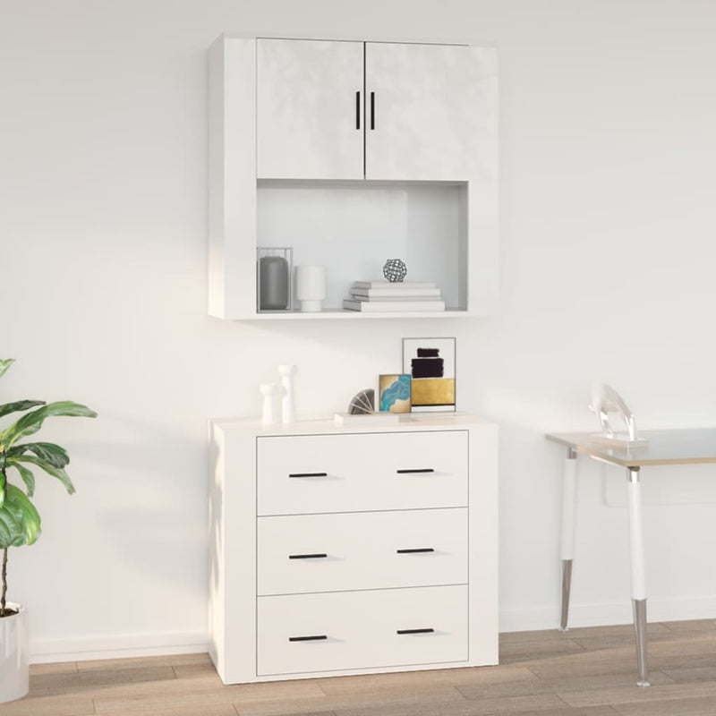 Wall Cabinet High Gloss White 80x33x80 cm Engineered Wood