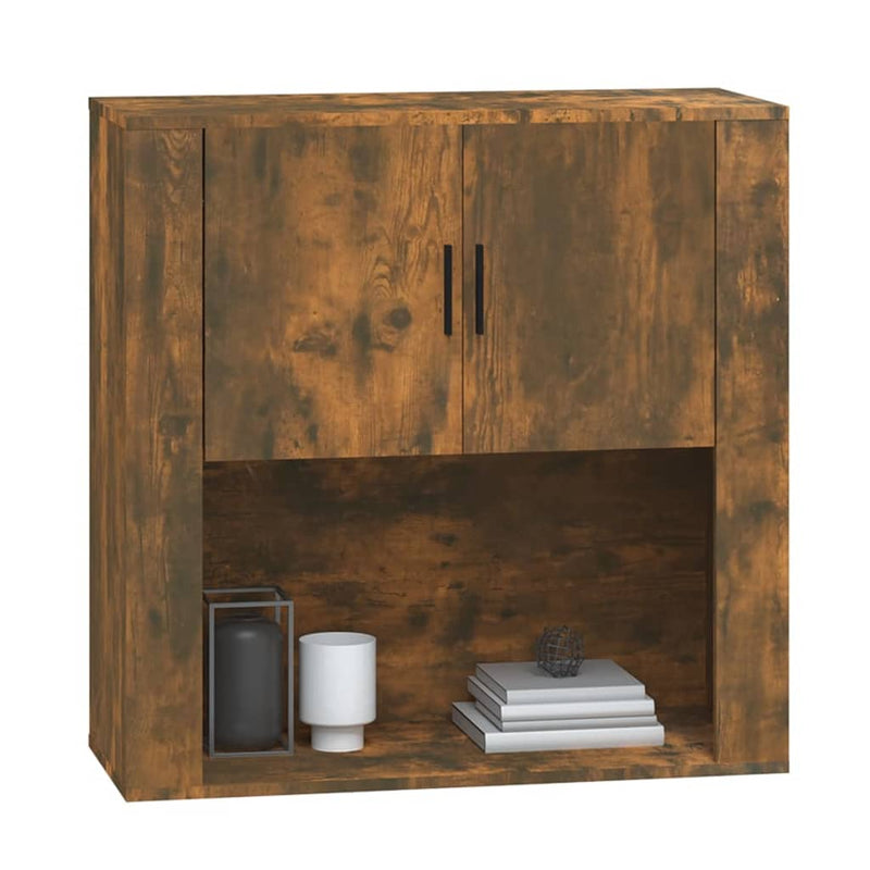 Wall Cabinet Smoked Oak 80x33x80 cm Engineered Wood