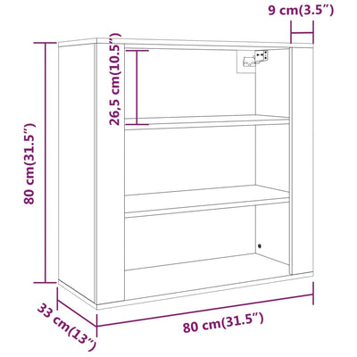 Wall Cabinet Black 80x33x80 cm Engineered Wood