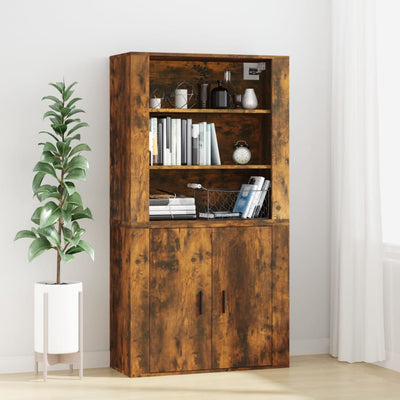 Wall Cabinet Smoked Oak 80x33x80 cm Engineered Wood