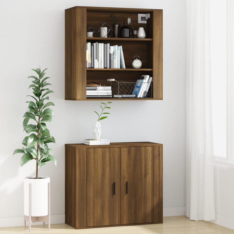 Wall Cabinet Brown Oak 80x33x80 cm Engineered Wood