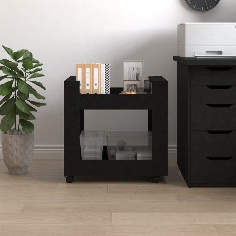 Desk Trolley Black 60x45x60 cm Engineered Wood