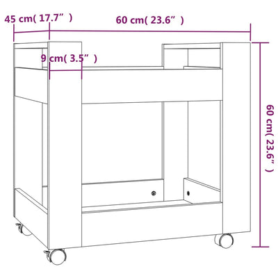 Desk Trolley Black 60x45x60 cm Engineered Wood