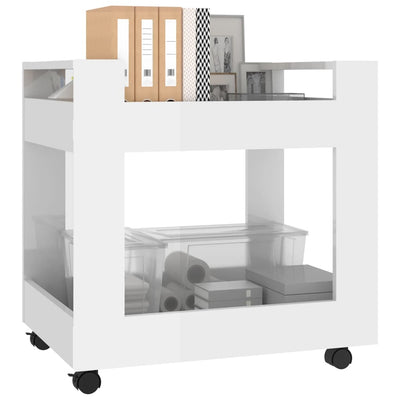 Desk Trolley High Gloss White 60x45x60 cm Engineered Wood