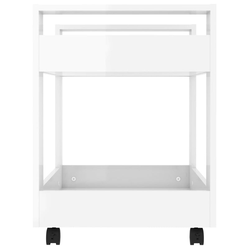 Desk Trolley High Gloss White 60x45x60 cm Engineered Wood