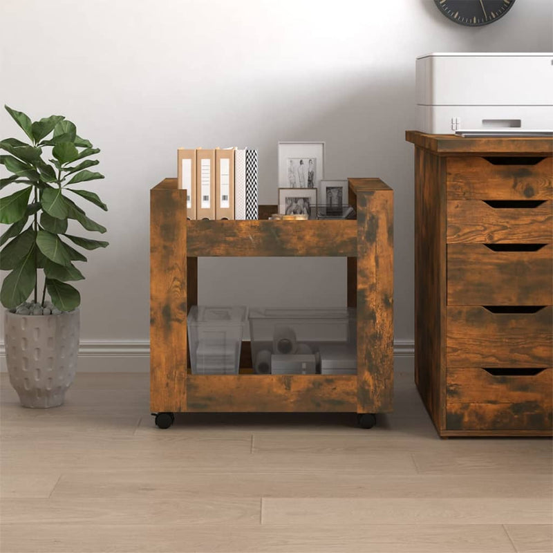 Desk Trolley Smoked Oak 60x45x60 cm Engineered Wood