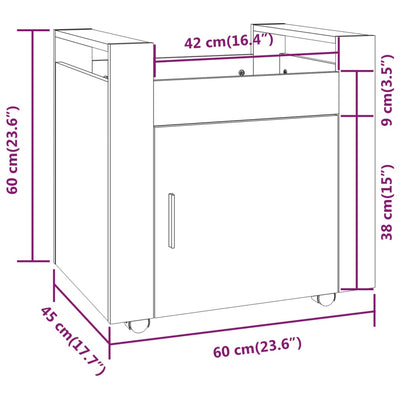 Desk Trolley White 60x45x60 cm Engineered Wood