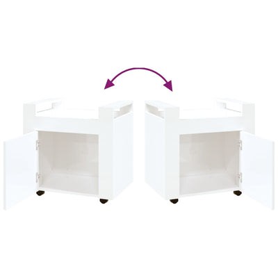 Desk Trolley High Gloss White 60x45x60 cm Engineered Wood