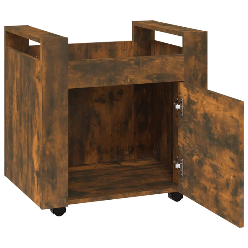 Desk Trolley Smoked Oak 60x45x60 cm Engineered Wood