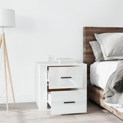 Bedside Cabinet High Gloss White 50x39x47 cm