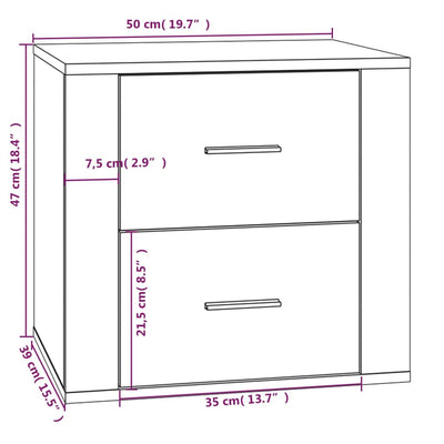 Bedside Cabinet High Gloss White 50x39x47 cm