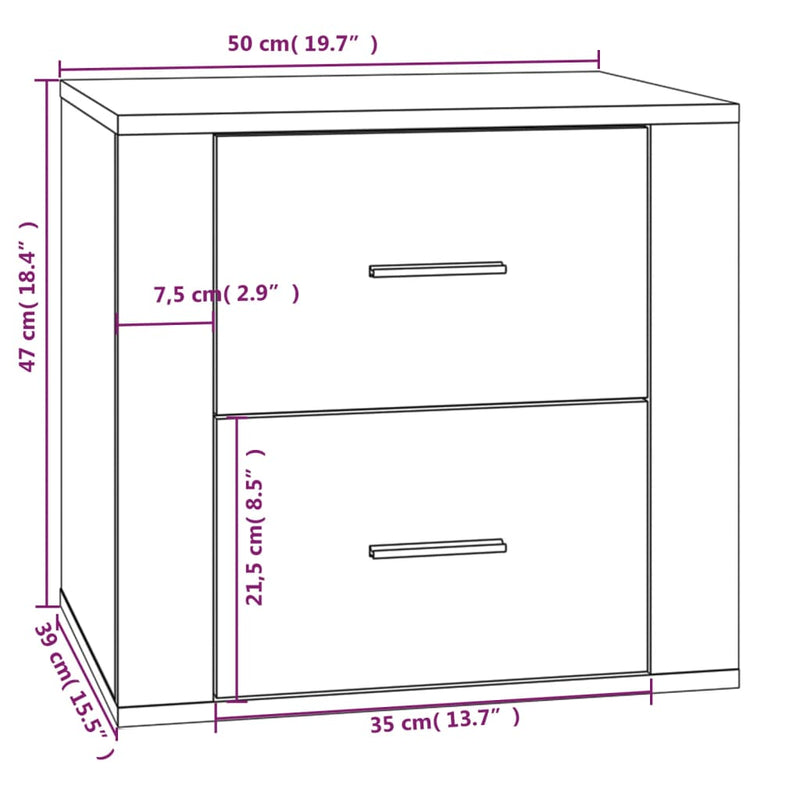 Bedside Cabinet Brown Oak 50x39x47 cm