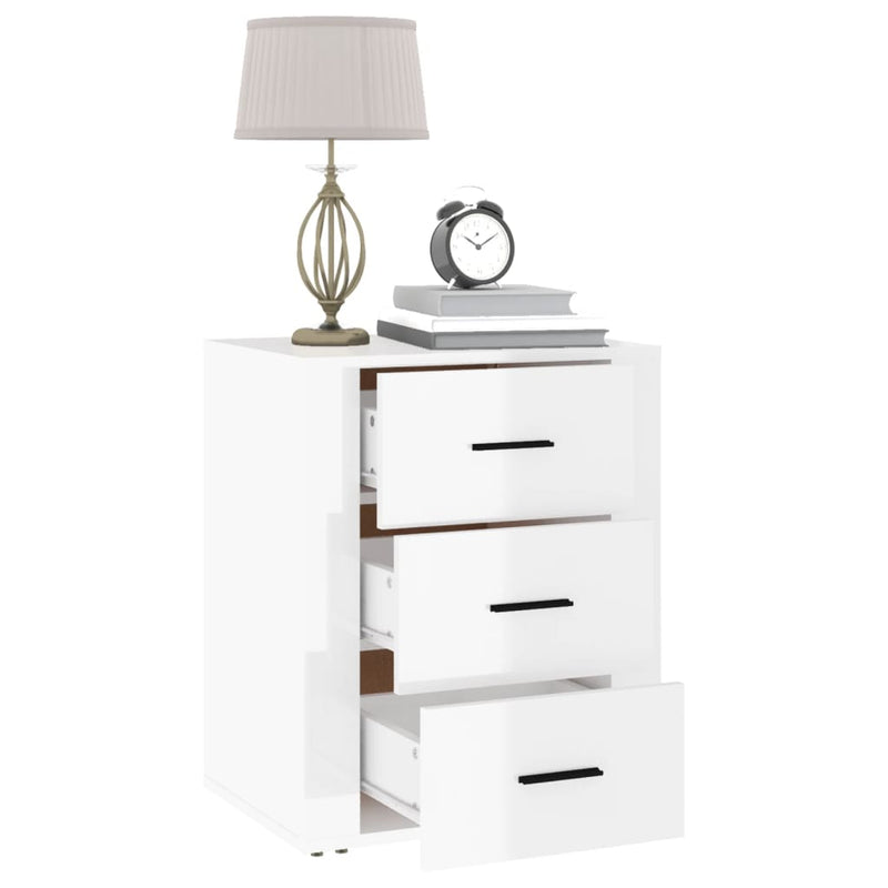 Bedside Cabinet High Gloss White 50x36x60 cm Engineered Wood