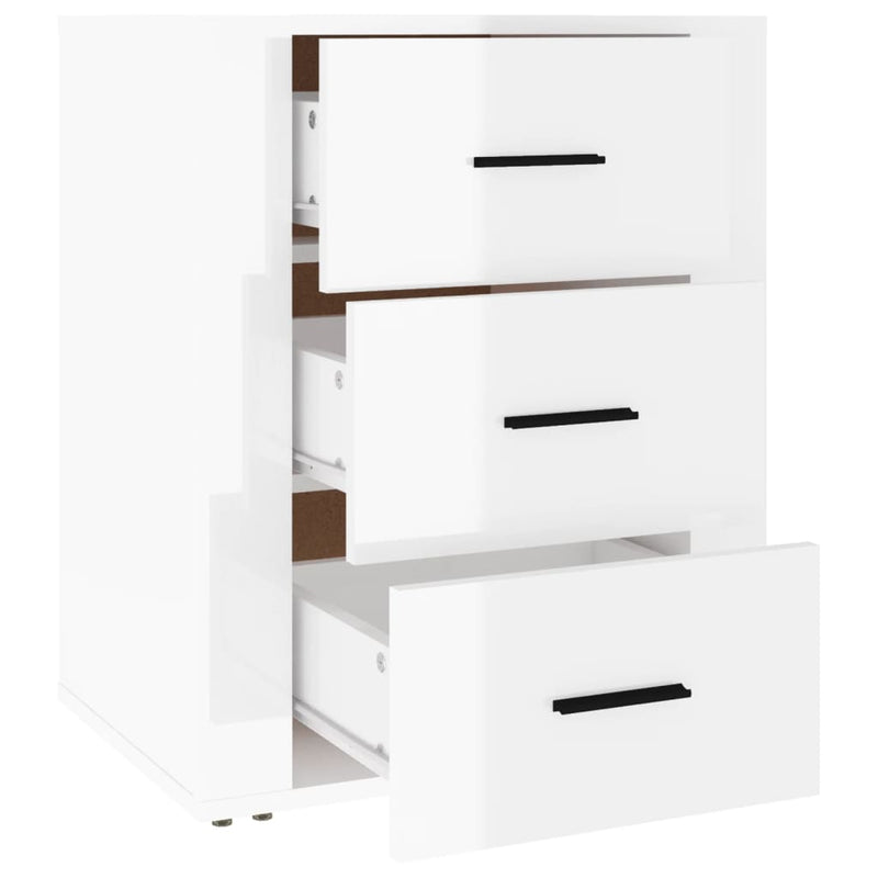 Bedside Cabinet High Gloss White 50x36x60 cm Engineered Wood