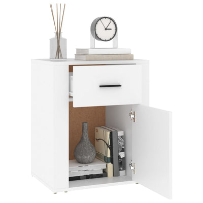 Bedside Cabinet White 50x36x60 cm Engineered Wood