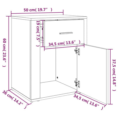 Bedside Cabinet White 50x36x60 cm Engineered Wood