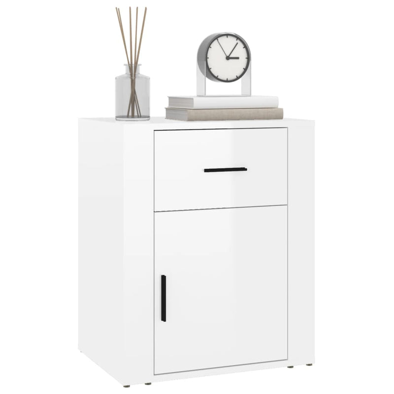 Bedside Cabinet High Gloss White 50x36x60 cm Engineered Wood