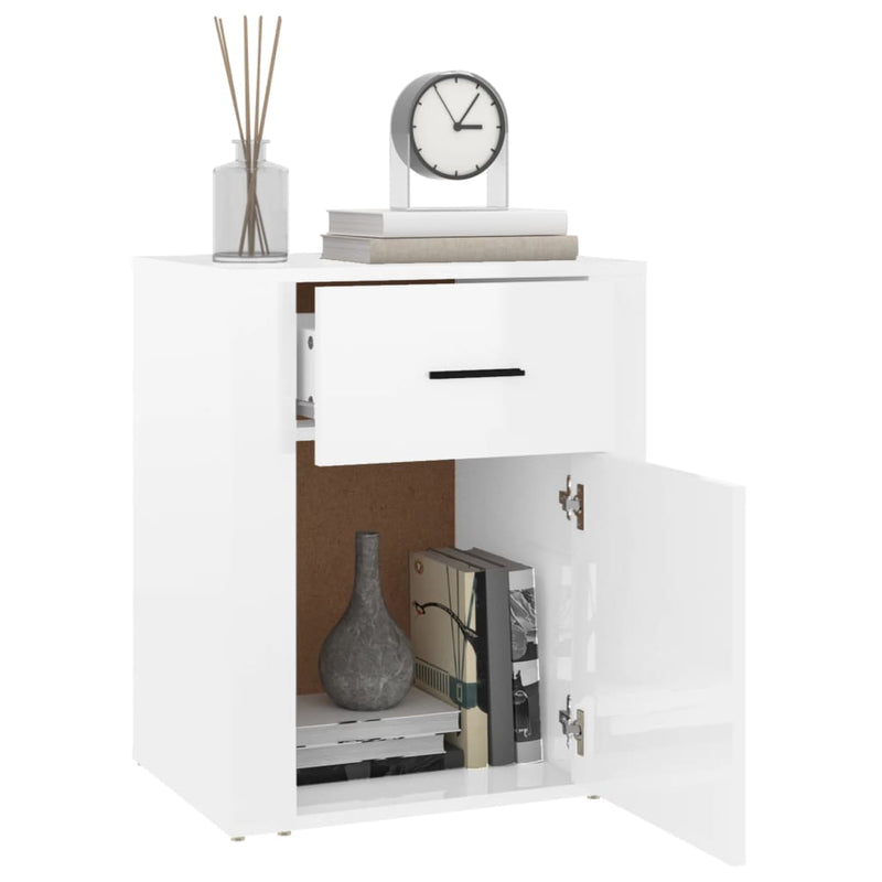 Bedside Cabinet High Gloss White 50x36x60 cm Engineered Wood