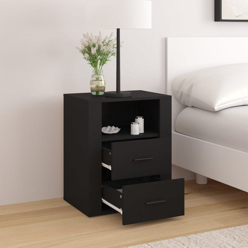 Bedside Cabinet Black 50x36x60 cm Engineered Wood