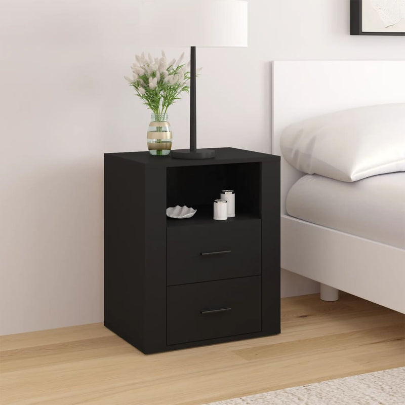 Bedside Cabinet Black 50x36x60 cm Engineered Wood