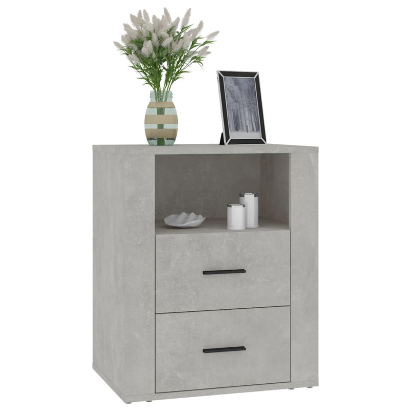 Bedside Cabinet Concrete Grey 50x36x60 cm Engineered Wood