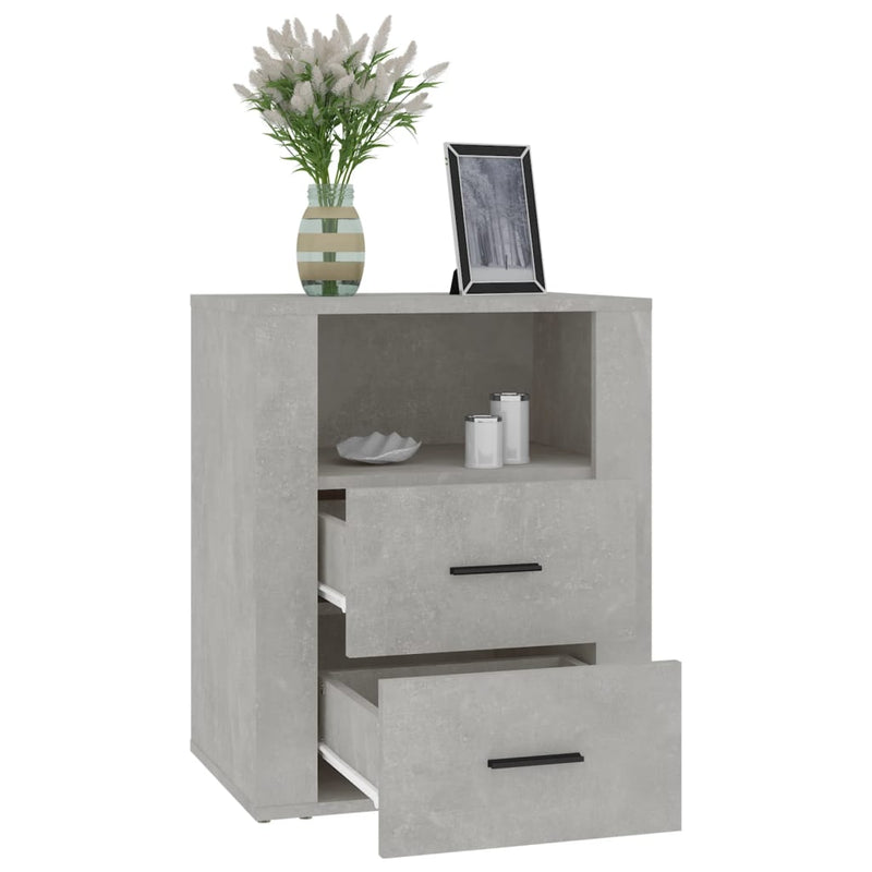 Bedside Cabinet Concrete Grey 50x36x60 cm Engineered Wood