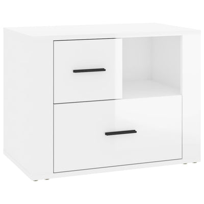 Bedside Cabinet High Gloss White 60x36x45 cm Engineered Wood