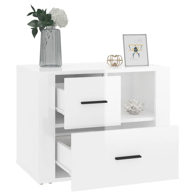 Bedside Cabinet High Gloss White 60x36x45 cm Engineered Wood