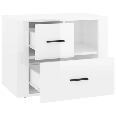 Bedside Cabinet High Gloss White 60x36x45 cm Engineered Wood