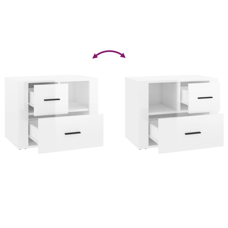 Bedside Cabinet High Gloss White 60x36x45 cm Engineered Wood