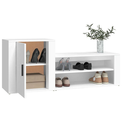 Shoe Cabinet White 130x35x54 cm Engineered Wood