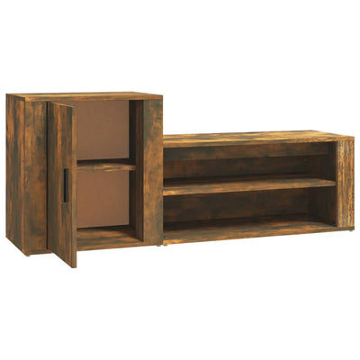 Shoe Cabinet Smoked Oak 130x35x54 cm Engineered Wood