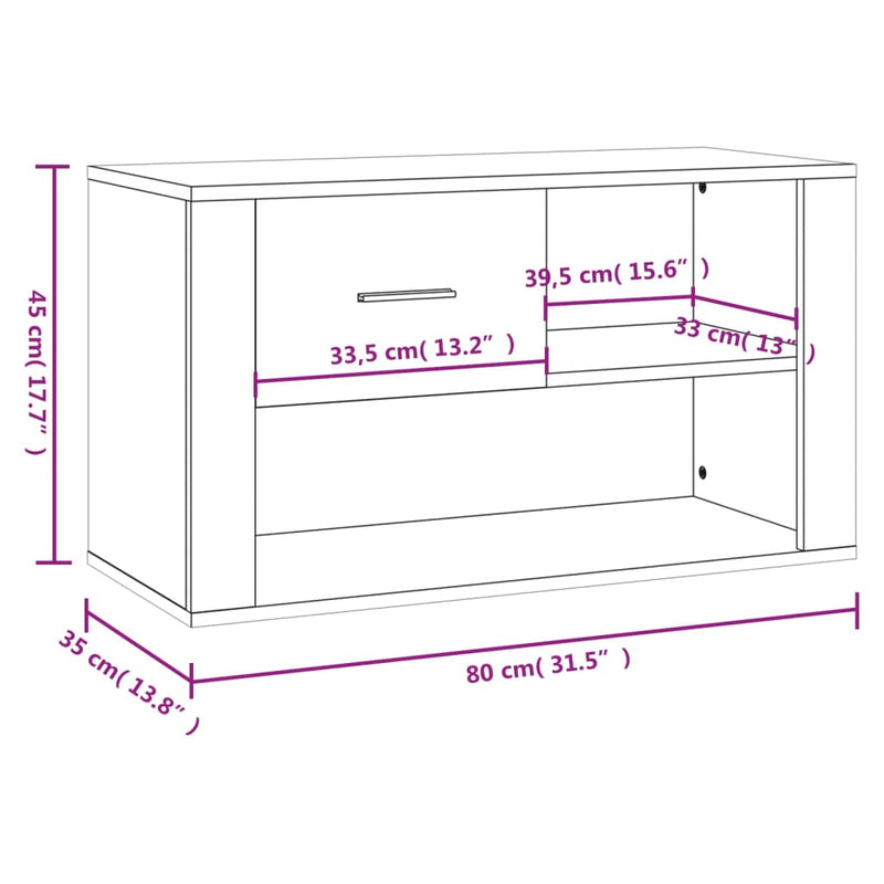 Shoe Cabinet White 80x35x45 cm Engineered Wood