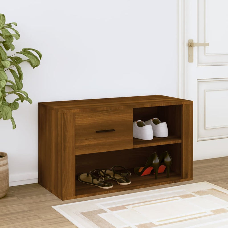 Shoe Cabinet Brown Oak 80x35x45 cm Engineered Wood