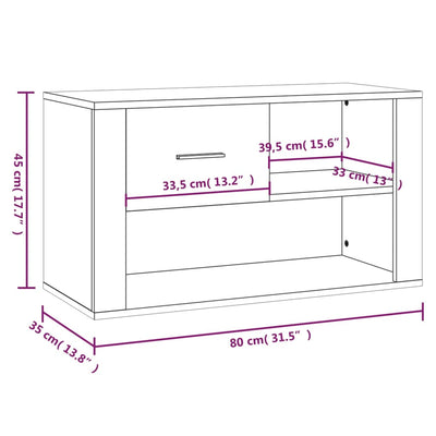 Shoe Cabinet Brown Oak 80x35x45 cm Engineered Wood