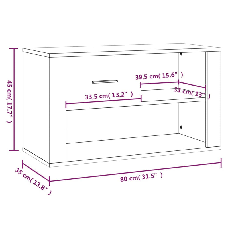 Shoe Cabinet Brown Oak 80x35x45 cm Engineered Wood