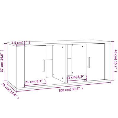 TV Cabinet White 100x35x40 cm Engineered Wood