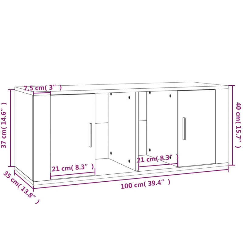 TV Cabinet White 100x35x40 cm Engineered Wood