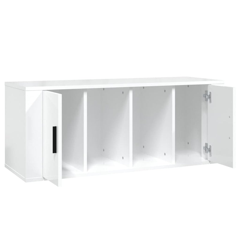 TV Cabinet High Gloss White 100x35x40 cm Engineered Wood