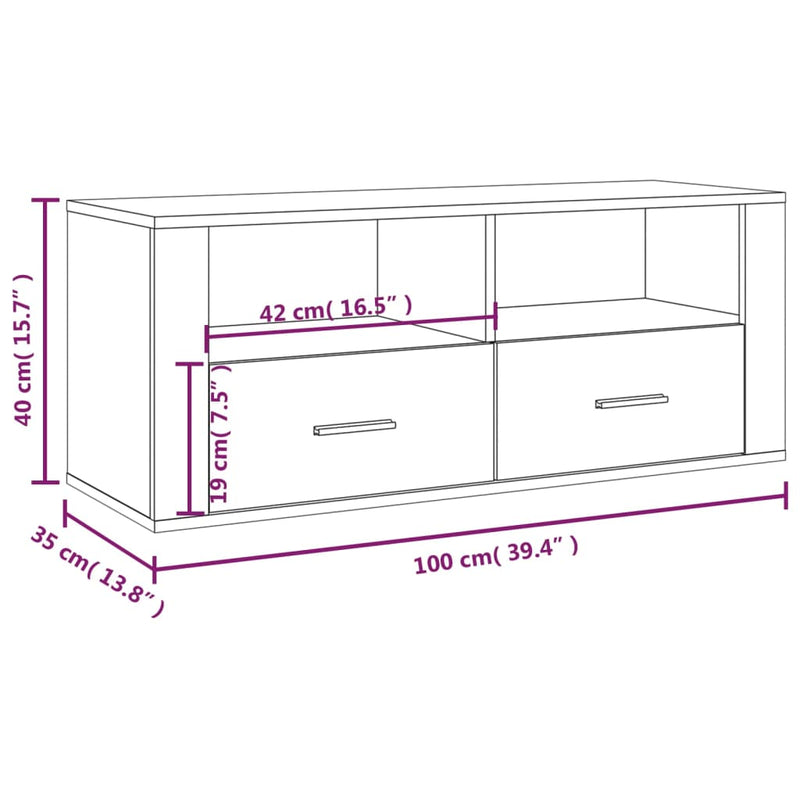 TV Cabinet Sonoma Oak 100x35x40 cm Engineered Wood