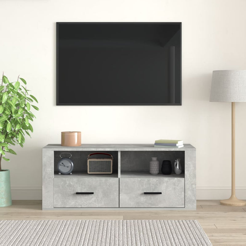 TV Cabinet Concrete Grey 100x35x40 cm Engineered Wood