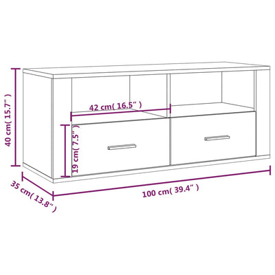 TV Cabinet Concrete Grey 100x35x40 cm Engineered Wood