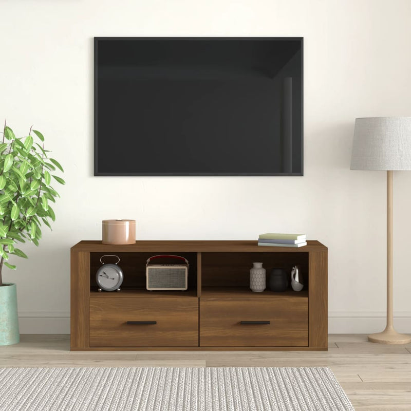 TV Cabinet Brown Oak 100x35x40 cm Engineered Wood